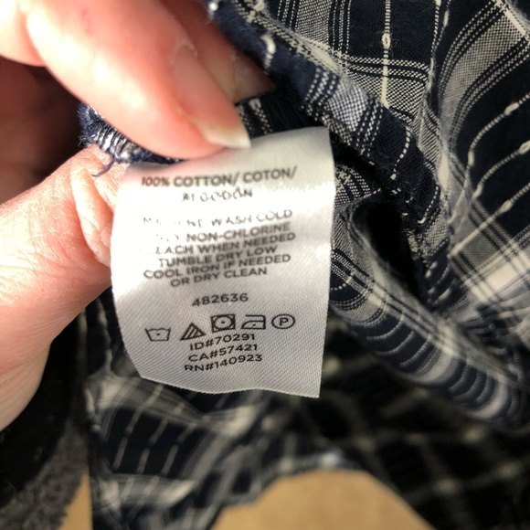 Ann Taylor LOFT small Plaid Bib Popover Henley Tunic Top spring lightweight - Picture 5 of 5